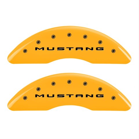 MGP 4 Caliper Covers Engraved Front 2015/Mustang Engraved Rear 2015/50 Yellow finish black ch