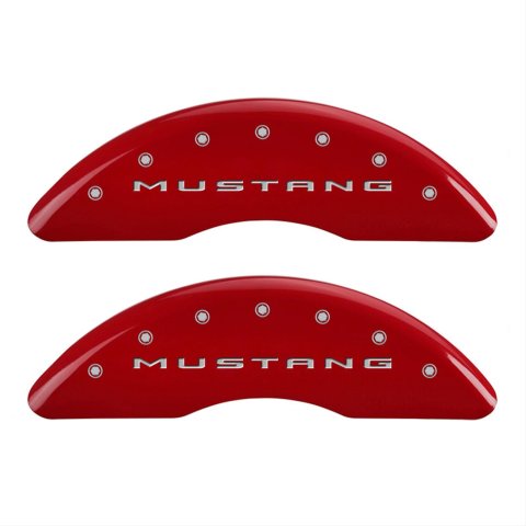 MGP 4 Caliper Covers Engraved Front 2015/Mustang Engraved Rear 2015/Bar & Pony Red finish silver ch