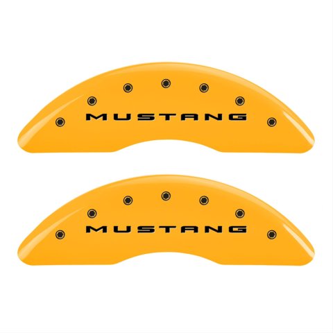 MGP 4 Caliper Covers Engraved Front 2015/Mustang Engraved Rear 2015/GT Yellow finish black ch