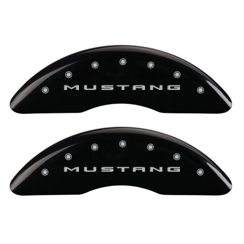 MGP 4 Caliper Covers Engraved Front 2015/Mustang Engraved Rear 2015/37 Black finish silver ch