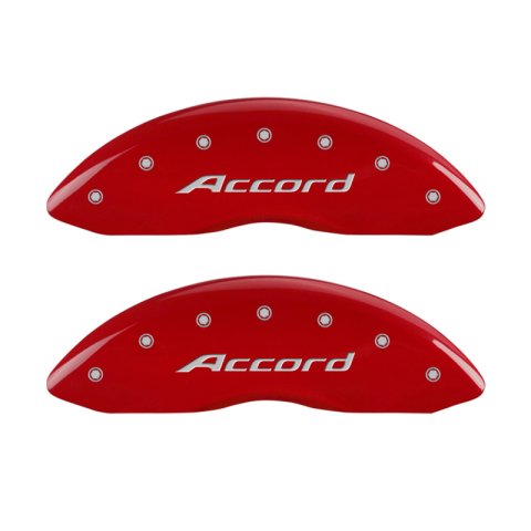 MGP 4 Caliper Covers Engraved Front Accord Engraved Rear Accord Red finish silver ch