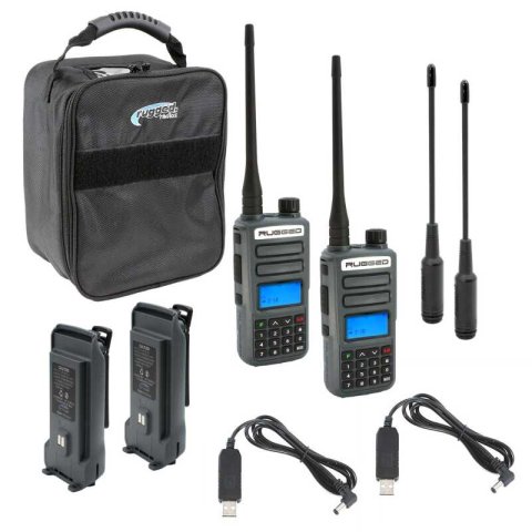Rugged Radios ADVENTURE PACK - GMR2 PLUS - GMRS / FRS Two Way Handheld Radios with Accessories
