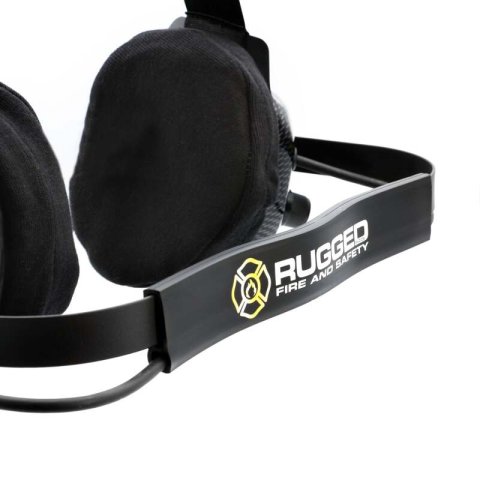 Rugged Radios FHS Behind-The-Head Fire Safety Industrial Headset With PTT Button / No Cable