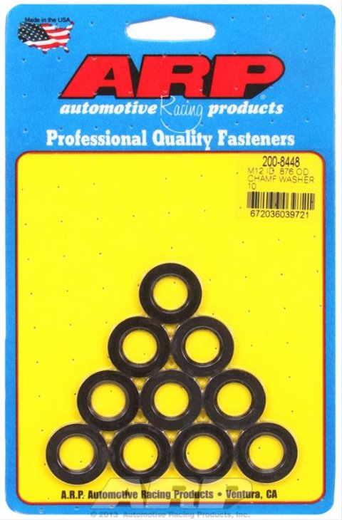 ARP M12 ID x 0.86 OD Chamfer Black Washer - Pack of 10
