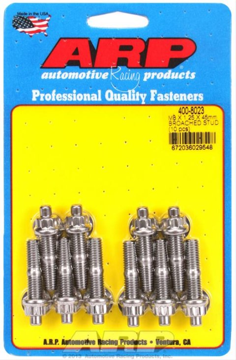 ARP M8 x 1.25 x 45mm Broached 10 Piece Stud Kit