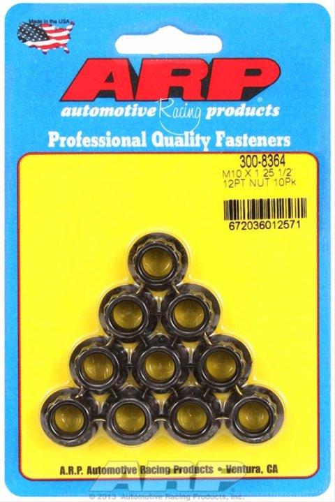 ARP M10 x 1.25 12pt Nut Kit pkg of 10