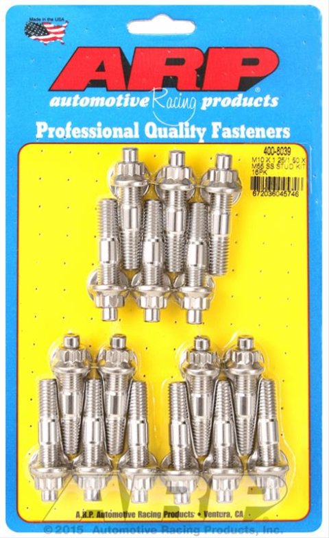 ARP M10 x 1.25/1.50 x 55mm Stainless Steel Broached Stud Kit - 16 Pieces