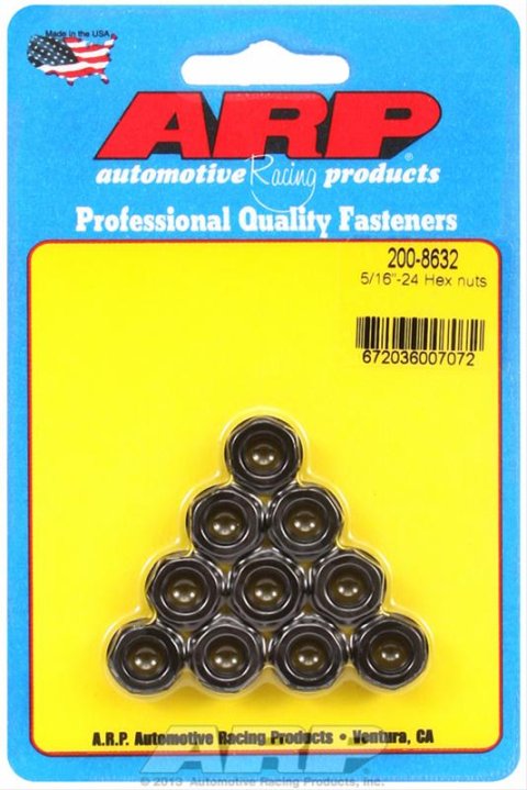 ARP 5/16 - 24 Hex Nut Kit (10 Pkg) Black Oxide