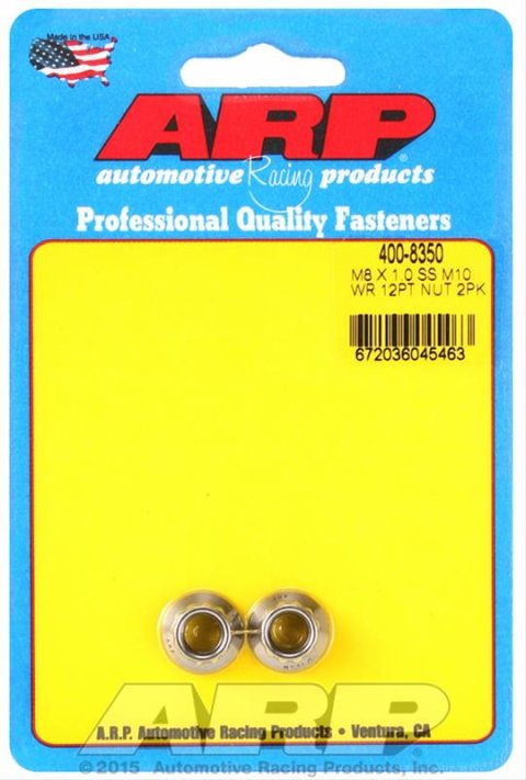 ARP M8 x 1.00 (M10 wr) SS 12pt Nut Kit - 2 Pack