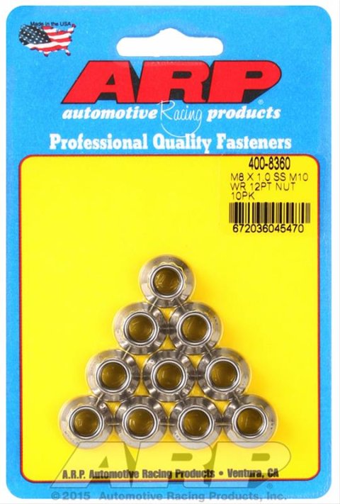 ARP M8 X 1.00 (M10 wr) SS 12pt nut kit
