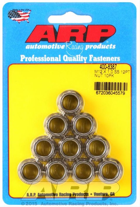 ARP M12 X 1.00 (M14 wr) SS 12pt nut kit
