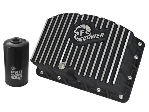 aFe Pro Series Engine Oil Pan Black w/Machined Fins; 11-16 Ford Powerstroke V8-6.7L (td)