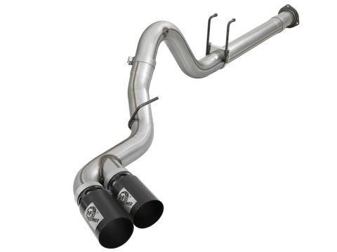 aFe Rebel XD 4in SS DPF-Back Exhaust 17-18 Ford Diesel Trucks V8-6.7L (td) w/ Dual Black Tips