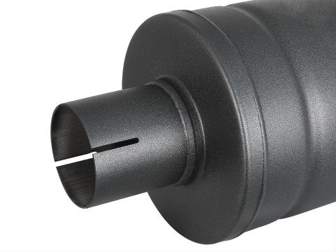 aFe MACH Force-Xp 409 SS Muffler w/ Black finish 2-1/2in Inlet & Outlet 14in x 16in Diameter