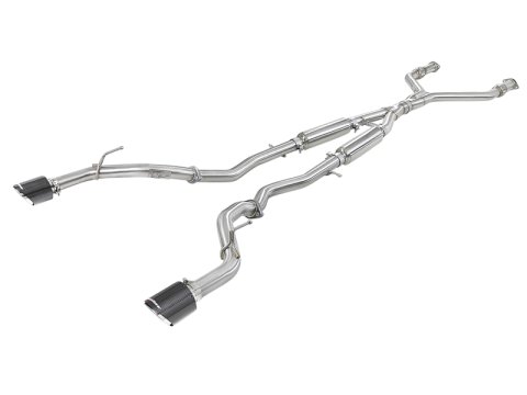 aFe POWER Takeda 2.5in 304 SS CB Exhaust w/ Carbon Fiber Tips 17-19 Infiniti Q60 V6-3.0L (tt)