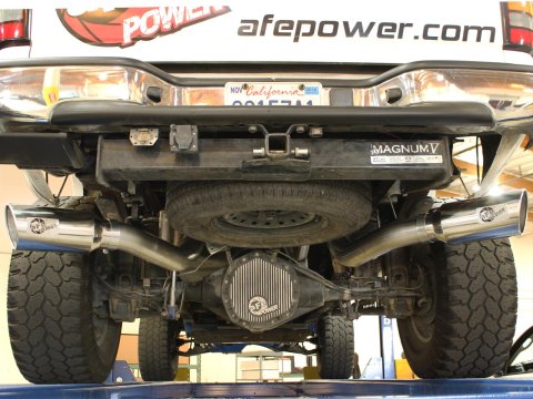 aFe MACHForce XP Exhaust Aluminized Dual Split DPF Back 11-15 GM Diesel Truck V8-6.6L (td) (pol tip)