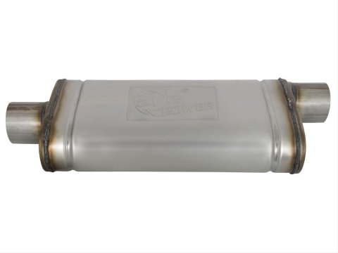 aFe MACH Force XP SS Muffler 3in Center Inlet / 3in Offset Outlet 18in L x 9in W x4in H Body