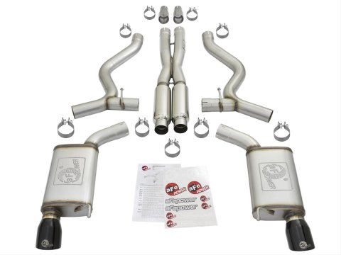 aFe MACH Force XP 3in 304 SS Loud Tone Cat-Back w/ Black Tips 15-17 Ford Mustang V6-3.7L/V8-5.0L