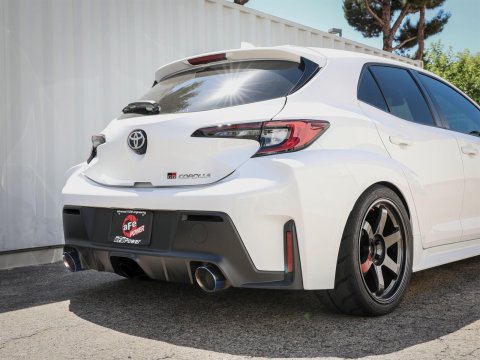 aFe 23-24 Toyota GR Corolla L3 1.6L (t) Gemini XV 3in to 2-1/2in Cat Back Exhaust w/ Blue Flame Tips