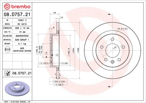 Brembo OE 19-21 ChevyEquinox/19-21 Malibu/20-21 GMC Terrain Friction Brake Disc