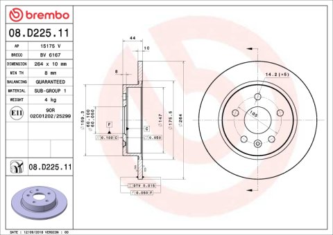 Brembo OE 17-21 Chevy Bolt EV/16-19 Cruze/Volt Friction Brake Disc