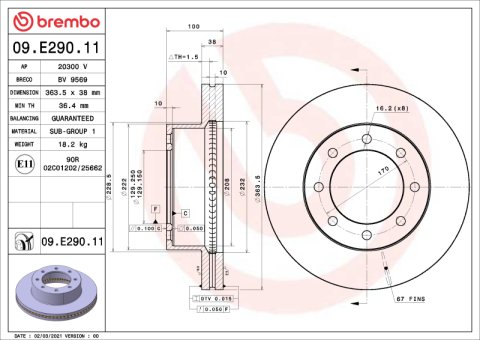 Brembo OE 18-22 Ford F-250 Super Duty/13-15 F-350 Super Duty UV Coated Brake Disc - Front
