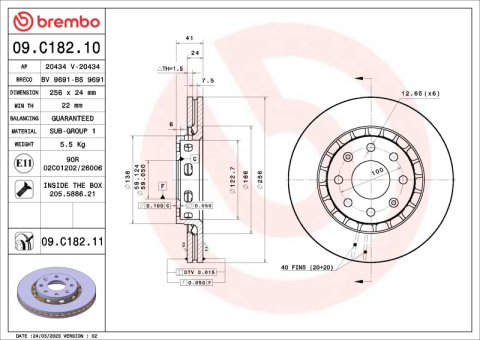 Brembo OE 09-10 Pontiac G3/2009 G3 Wave/05-08 Wave/05-07 Wave5 Standard Brake Disc - Front