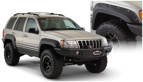 Bushwacker Cut-Out Fender Flares for 1999-2004 GRAND CHEROKEE - 10071-07 Flares, Style, Front, Black, Dura-Flex Thermoplastic, Jeep, Pair