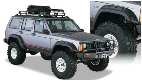 Bushwacker Cut-Out Fender Flares for 1984-2001 CHEROKEE - 10911-07 Flares, Cut-Out, Front, Rear, Black, Dura-Flex Thermoplastic, Jeep, Set of 4