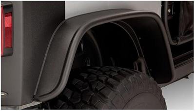 Bushwacker 07-18 Jeep Wrangler Flat Style Flares 2pc Fits 2-Door Sport Utility Only - Black