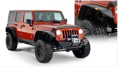Bushwacker 07-18 Jeep Wrangler Unlimited Flat Style Flares 4pc 4-Door Sport Utility Only - Black