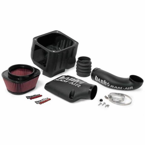Banks Power Ram-Air Intake Systems 41802 Air Intake, System, Black Polyethylene Tube, Cotton Gauze Filter, Oiled, Red, Chevy, GMC, 1500, 4.8L, 5.3L, 6.0L, 6.2L, Electric Fan, Kit