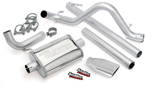 Banks Power Monster Exhaust Systems for 2007-2011 WRANGLER - 51321 System, Exhaust, Cat-Back, Stainless, Natural, Single Exit, Rear Turndown, Chome Tip, Jeep, 3.8L, Wrangler, 2-Door, Kit