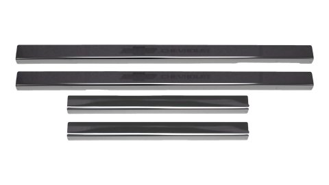 Putco 2019+ Chevrolet Silverado LD- Crew Cab w/ Bow Tie Etching (4pcs) Black Platinum Door Sills