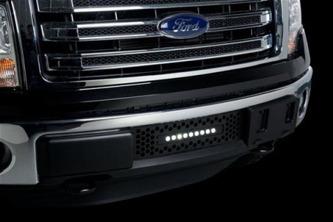 Putco 11-14 Ford F-150 - EcoBoost Bumper Grille Inserts - Black SS Punch w/ 10in Luminix Light Bar