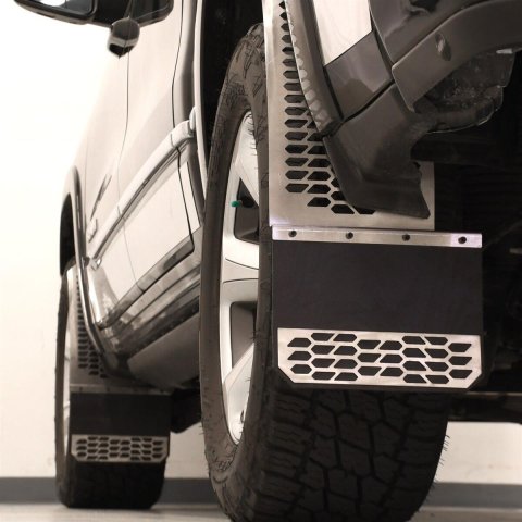 Putco 10-18 Ram HD Dually - (Fits Front) - Set of 2 Mud Skins - Brushed SS w/ Hex Shield