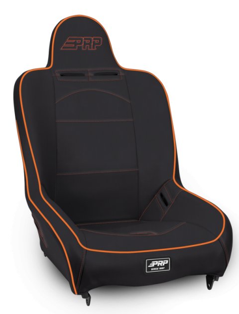 PRP Premier High Back Suspension Seat- Black/Orange Vinyl