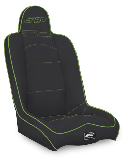 PRP Daily Driver High Back Suspension Seat- Black/Green Vinyl