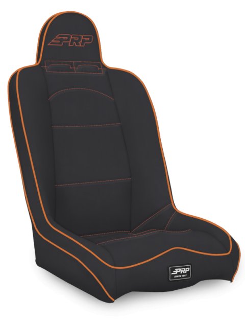 PRP Daily Driver High Back Suspension Seat- Black/Orange Vinyl