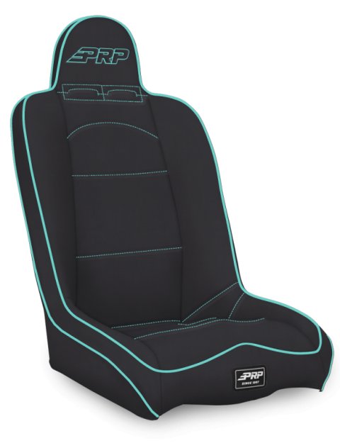 PRP Daily Driver High Back Suspension Seat- Black/Teal Vinyl