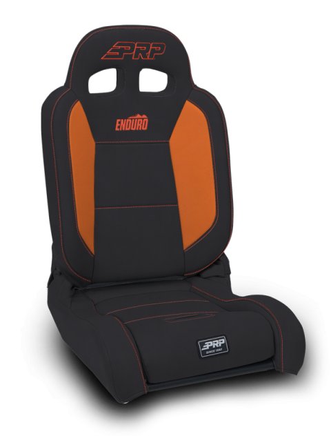 PRP EnduroDaily Reclining Suspension Seat - Black/Orange Vinyl - Driver