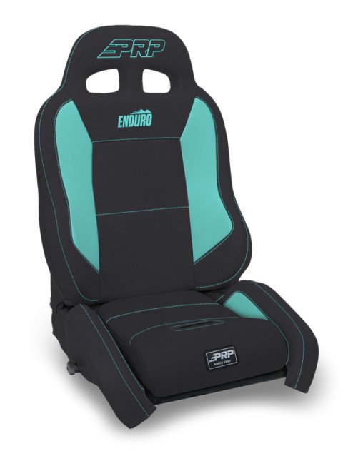 PRP EnduroCrawl Reclining Suspension Seat - Black/Teal Vinyl - Passenger