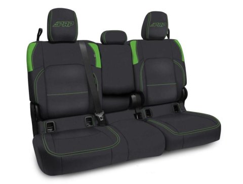 PRP Jeep Wrangler JT Rear Bench Covers - with Armrest - Black/Green
