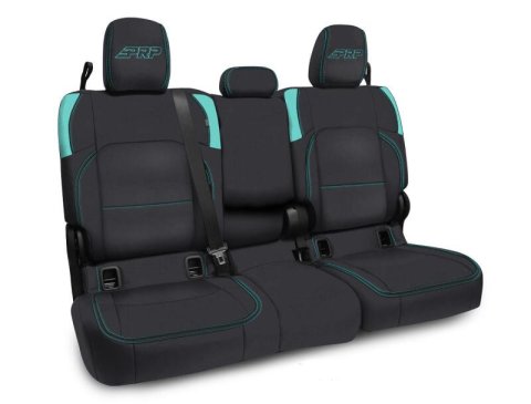 PRP Jeep Wrangler JT Rear Bench Covers - with Armrest - Black/Teal