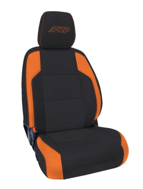 PRP 6-23 Toyota Tacoma Front Seat Covers (Pair) - Black/Orange
