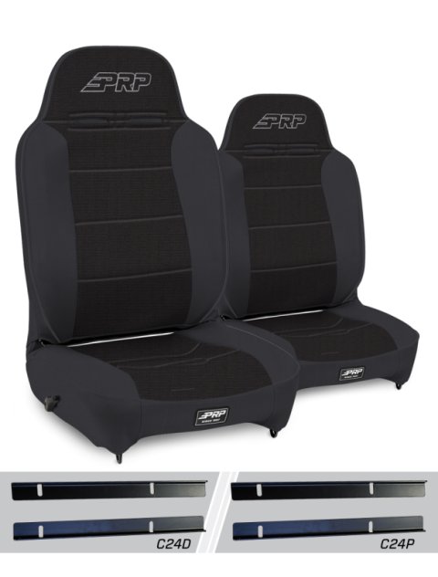PRP 03-06 Jeep Wrangler TJ Enduro High Back Reclining Suspension Seats Kit - Black (Pair)