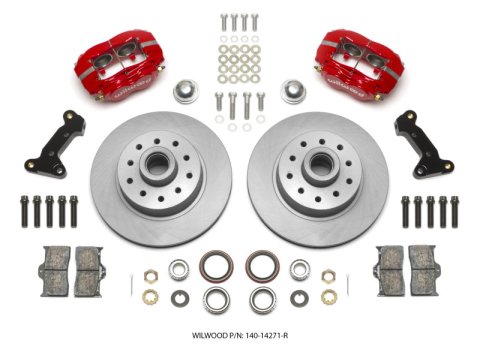 Wilwood Forged Dynalite Front Kit 11.03in 1 PC Rotor&Hub - Red 74-80 Pinto Disc Spindle only