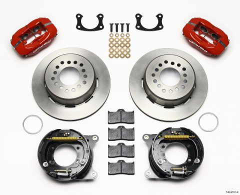 Wilwood Forged Dynalite P/S Park Brake Kit Red New Big Ford 2.50in Offset Front Caliper Mount
