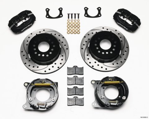 Wilwood Forged Dynalite P/S Park Brake Kit Drilled New Big Ford 2.50in offset Staggered Shock