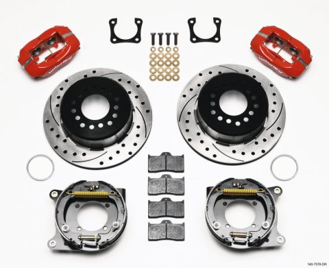 Wilwood Forged Dynalite P/S Park Brake Kit Drilled Red Chevy 12 Bolt-Spec 3.15in Bearing